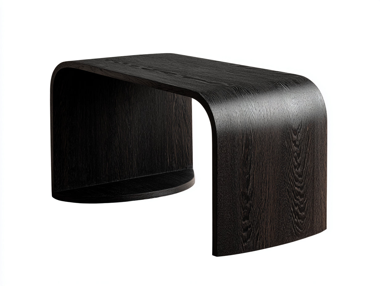 Consola de madera 110×42×78 cm – negro – diseño curvo con hueco abierto