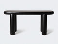 Consola de madera 150×42×78 cm - negro - patas cilíndricas y tablero redondeado