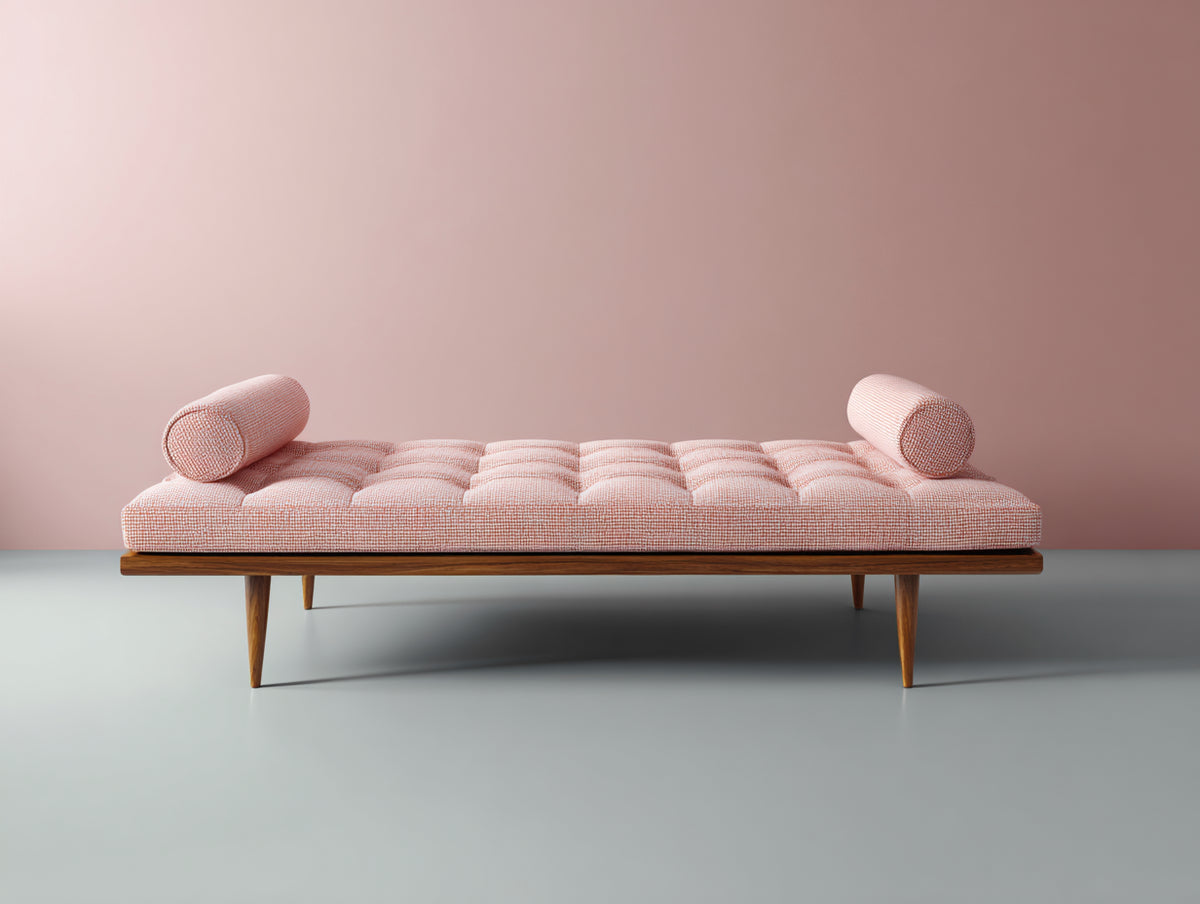 Sofá cama de tejido 184×72×47 cm - rosa claro - diván acolchado con patas de madera