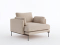 Sofá cama individual tapizado en tela 132×105×82 cm - beige/marrón oscuro - asiento amplio para dormitorio
