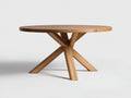 Mesa de centro redonda de madera 100×100×45 cm - roble natural - base cruzada para sala de estar