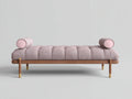 Sofá cama de tejido 188×74×50 cm - rosa empolvado - diván capitoné con base de madera