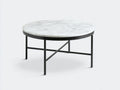 Mesa de centro circular con tablero efecto piedra 85×85×42 cm - blanco gris/negro - base metálica cruzada