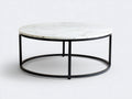 mesa de centro redonda 85×85×35 cm - mármol blanco/negro - estilo contemporáneo para sala de estar