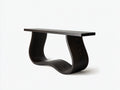 Consola de roble 150×40×78 cm - negro/marrón oscuro - base curva escultórica