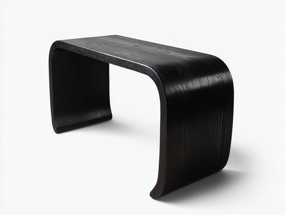 Consola de madera 118×42×77 cm – negro – laterales redondeados de diseño minimalista