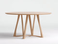 Mesa de centro ovalada de madera 160×80×45 cm - natural - base geométrica abierta