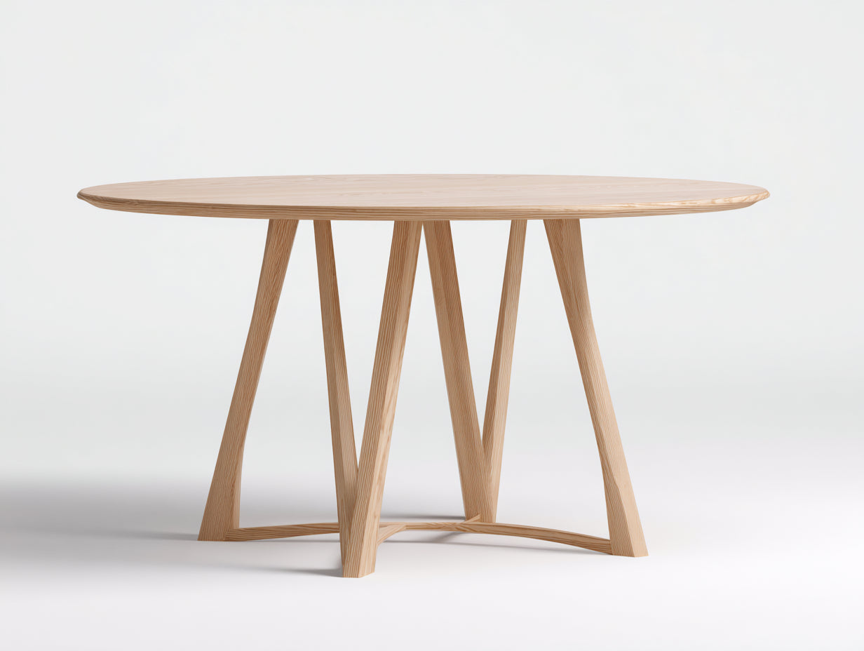 Mesa de centro ovalada de madera 160×80×45 cm - natural - base geométrica abierta