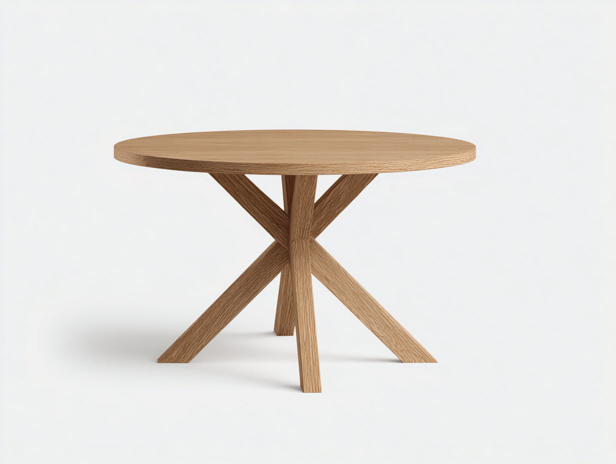 Mesa de centro circular de madera 95×95×43 cm - roble claro - diseño geométrico para sala de estar