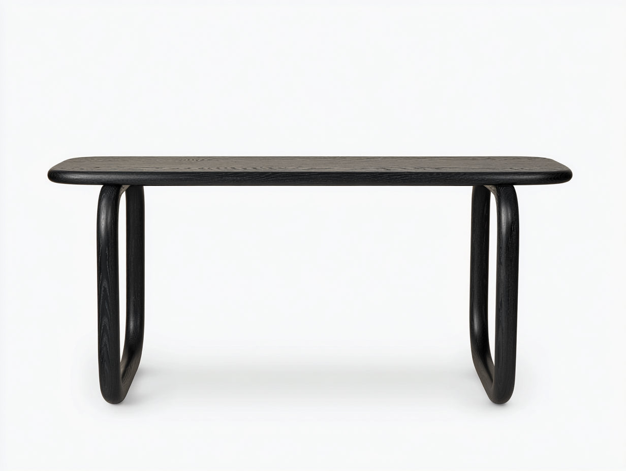 Consola de madera 140×40×78 cm - negro - bases curvas para sala de estar