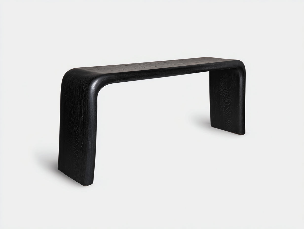 Consola de madera 135×38×76 cm - negro - diseño continuo para sala de estar