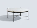 mesa de centro redonda 90×90×38 cm - mármol blanco/negro - diseño ligero para sala de estar