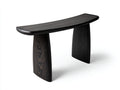 Consola de roble 145×38×80 cm - negro - tablero redondeado con soportes curvos