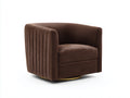 Sillón giratorio de terciopelo 82×79×76 cm - marrón moka/dorado - estilo barril para dormitorio