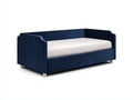 Sofá cama tapizado 205×95×82 cm – azul marino y blanco – diván con laterales altos