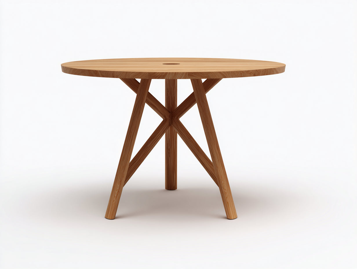 Mesa de centro redonda Ø100×45 cm madera roble miel - base cruzada moderna