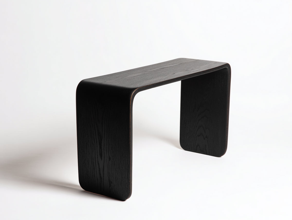 Consola de madera 122×36×75 cm - negro carbón - estilo orgánico para sala de estar