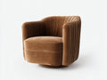 Sillón giratorio tapizado en terciopelo 82×78×76 cm - marrón caramelo - respaldo plisado para dormitorio