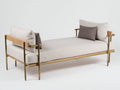 Sofá cama de tejido y metal 195×85×78 cm - beige/dorado - diván elevado para dormitorio