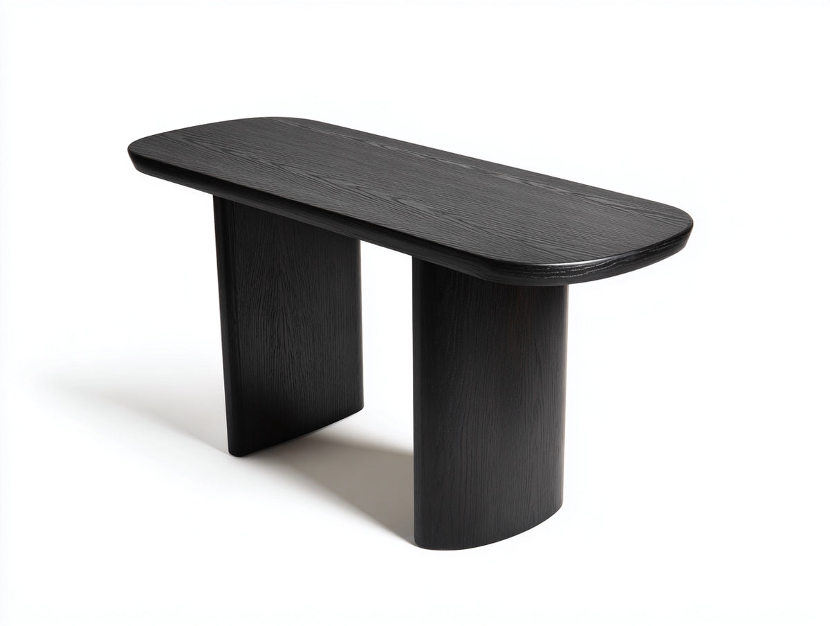 Consola de madera 105×40×76 cm – negro – tablero redondeado para salón