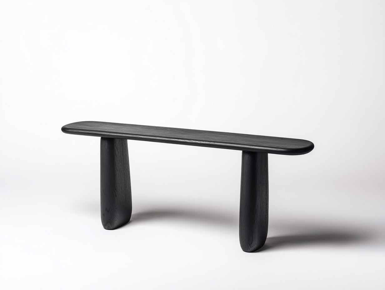 Consola de madera 125×38×78 cm – negro – perfil alargado de estilo minimalista