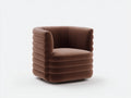 Sillón giratorio tapizado 80×78×76 cm – marrón cacao – diseño acolchado horizontal para dormitorio