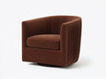 Sillón de terciopelo 82×78×78 cm – marrón chocolate – giratorio acanalado para dormitorio